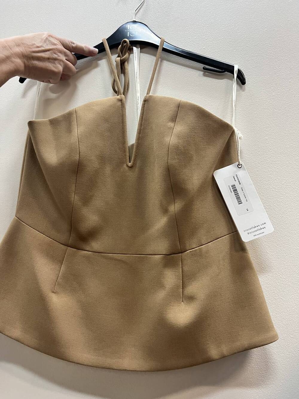 NEW IRIS SETLAKWE women's deep v bustier top in camel